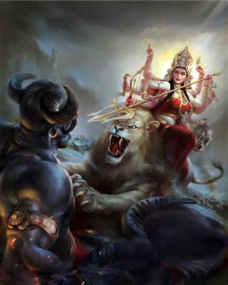  Durga Mahishasura Mardini: Un Retrato de Poder Divino y un Combate Contra lo Demoníaco