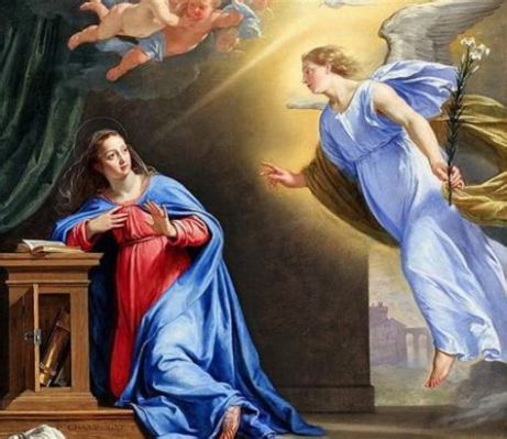 La Anunciación ¿Una Danza Celestial de Oro y Azul Profundo?